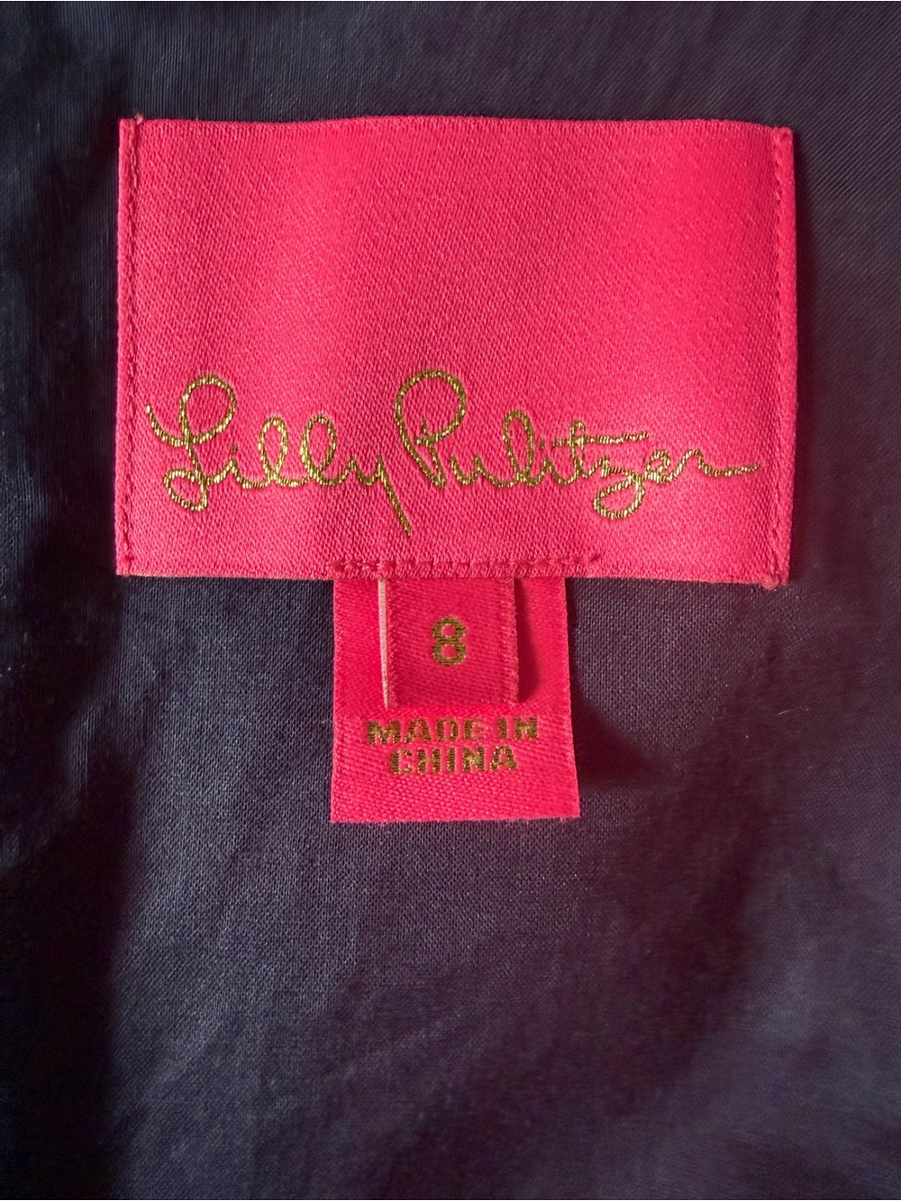 Lilly Pulitzer Navy Embellished Shift Dress Size 8 Gold Metallic Trim Cotton - Picture 9 of 10